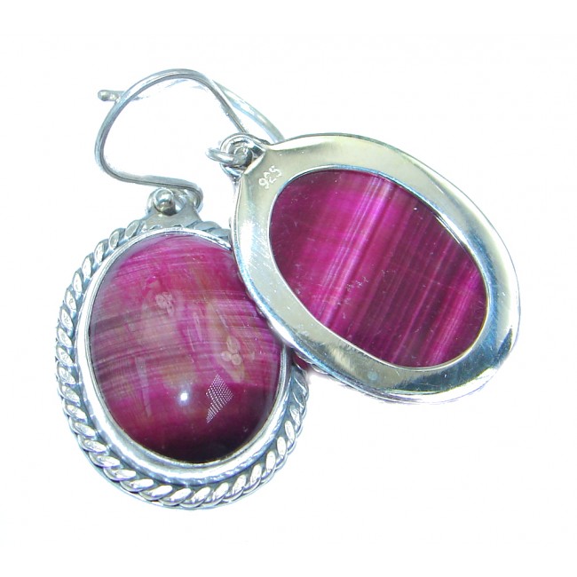 Amazing Rainbow Pink Moonstone Sterling Silver earrings