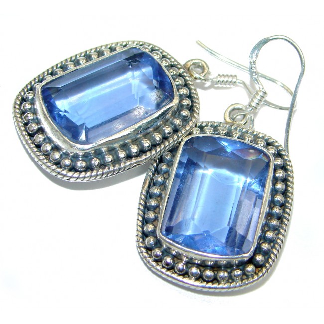 Lovely Blue Quartz Sterling Silver handmade earrings