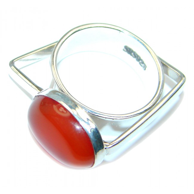 Ultra Modern Design Orange Carnelian Sterling Silver ring s. 8