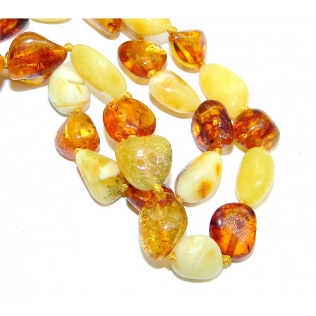Natural Beauty Brown Polish Amber Sterling Silver handmade necklace