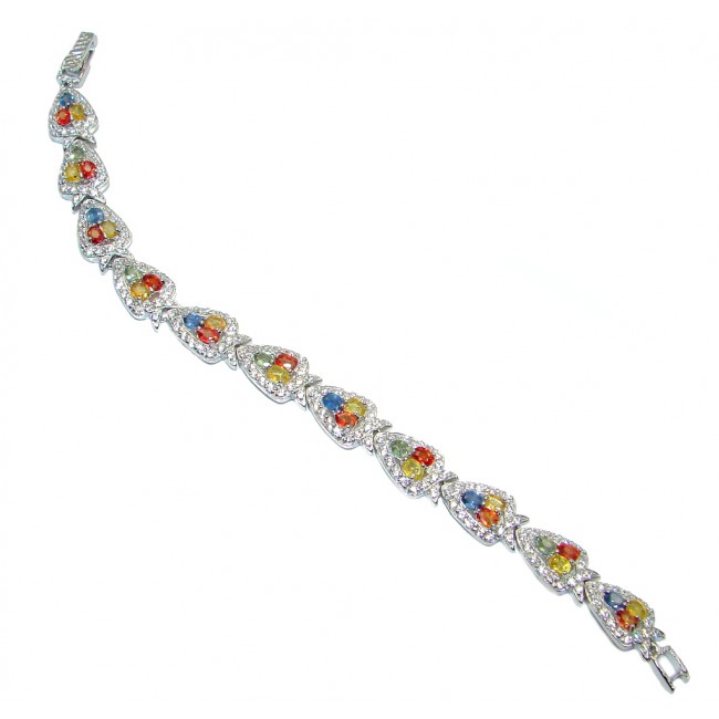 Multicolor Sapphire & White Topaz Sterling Silver Bracelet