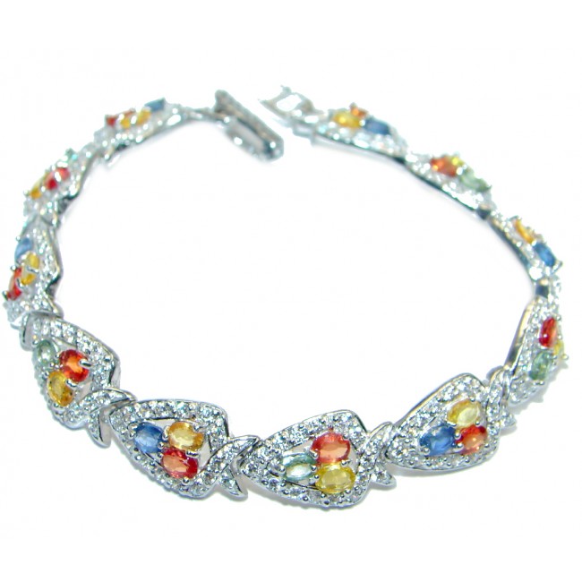 Multicolor Sapphire & White Topaz Sterling Silver Bracelet