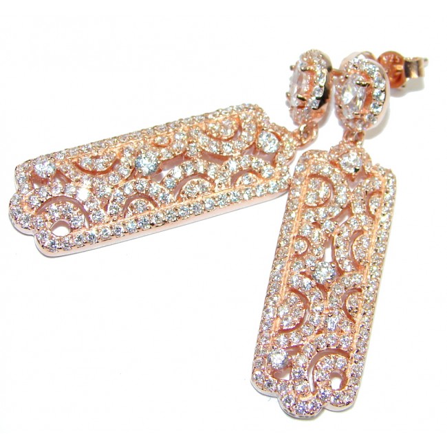 Sublime White Topaz Rose Gold Sterling Silver stud earrings