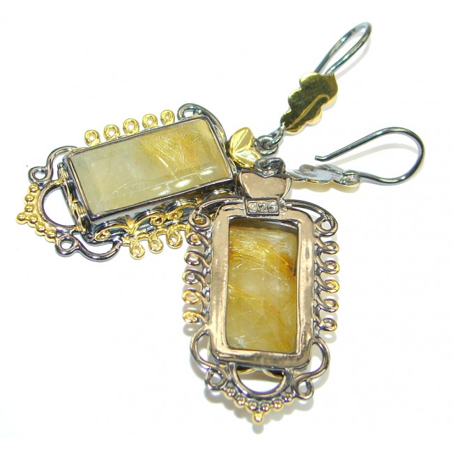 Perfect Golden Rutilated Quartz Gold plated over Sterling Silver handmade earrings