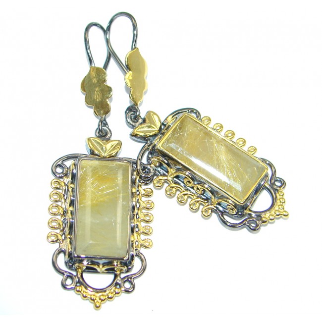 Perfect Golden Rutilated Quartz Gold plated over Sterling Silver handmade earrings