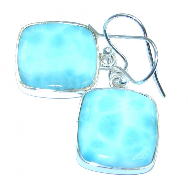 Caribbean Beauty Blue Larimar Sterling Silver handmade earrings