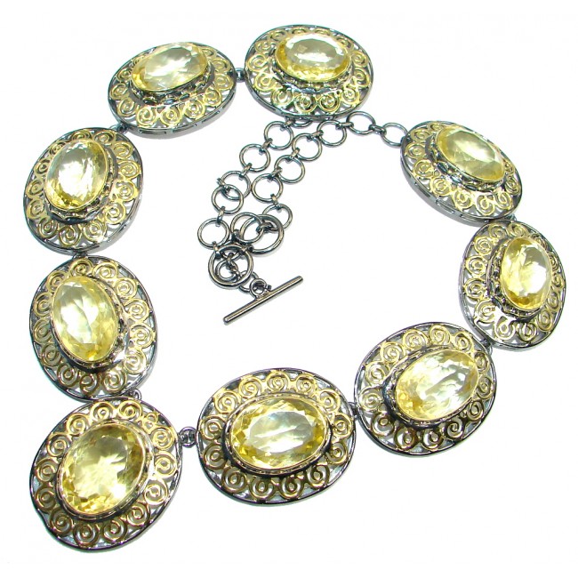 Ultra luxury natural Citrine Gold plated over Sterling Silver handmade 84.1 GRAMS Necklaces