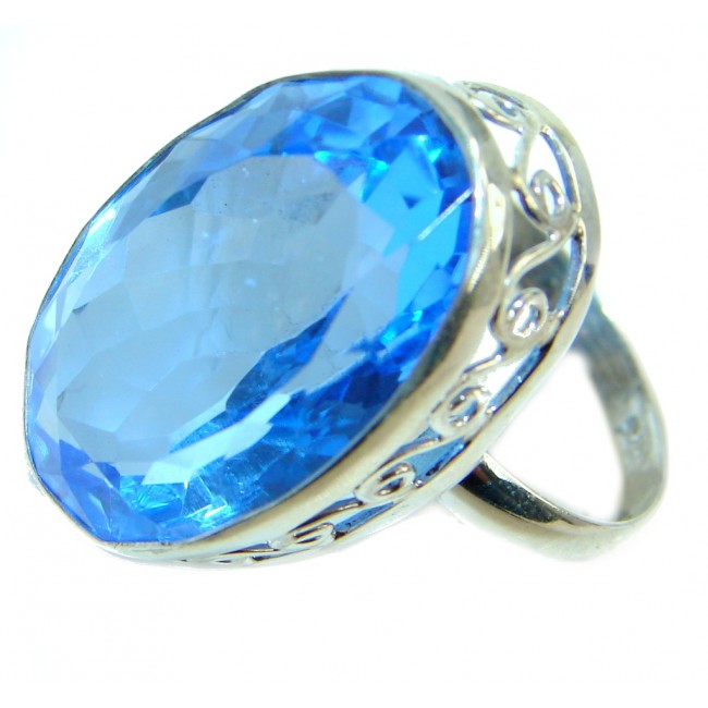 Heavenly Blue Quartz Sterling Silver Ring s. 8