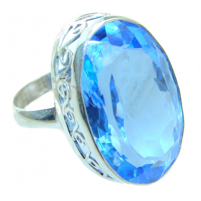 Heavenly Blue Quartz Sterling Silver Ring s. 8