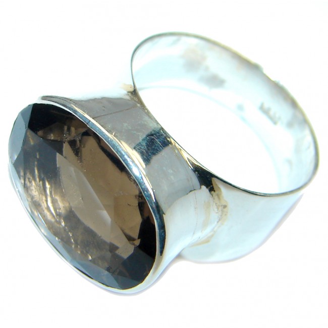 Amazing Smoky Topaz Sterling Silver handmade Ring size 9 3/4