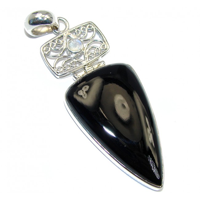 Carmen Black Onyx Moonstone Sterling Silver handmade Pendant