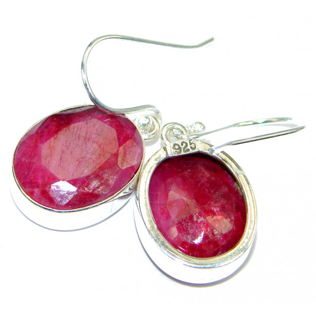 Chunky Red Ruby Sterling Silver earrings