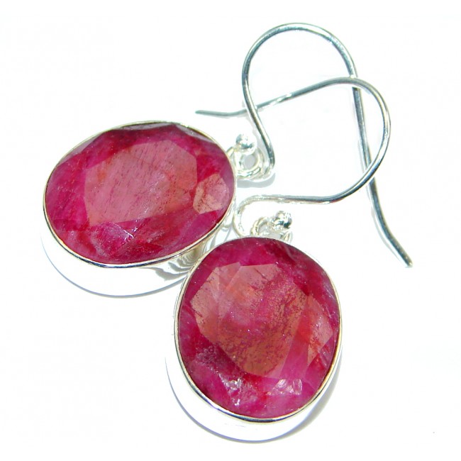Chunky Red Ruby Sterling Silver earrings