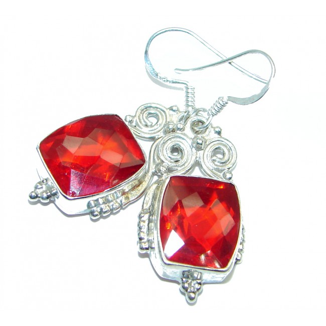 Red Quartz Sterling Silver handmade earrings