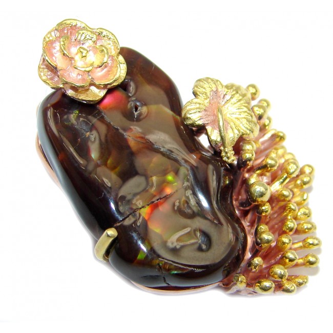 Perfect Authentic Fire Agate Gold plated over Sterling Silver handmade Pendant