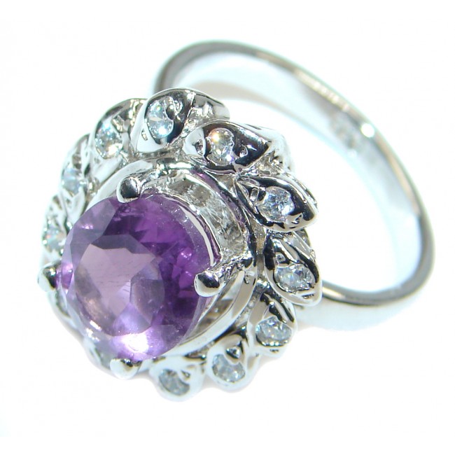 Amazing Natural Amethyst Sterling Silver handmade Ring size 8 1/4