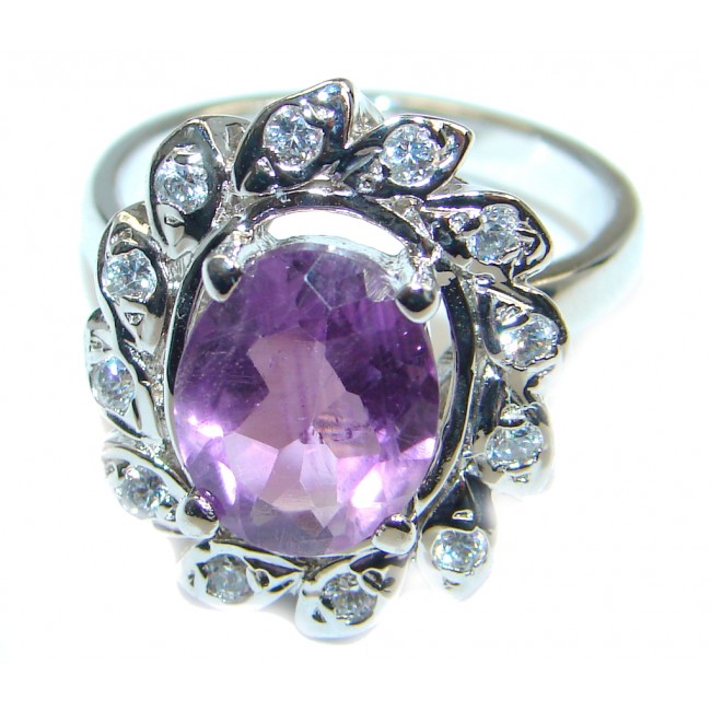 Amazing Natural Amethyst Sterling Silver handmade Ring size 8 1/4