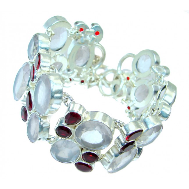 Chunky Aura Of Beauty Rose Quartz Sterling Silver handmade Bracelet