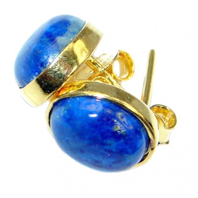 Outstanding Sublime Blue Lapis Lazuli Gold over Sterling Silver stud earrings