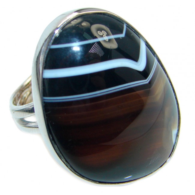 Huge AAA Black Onyx Sterling Silver handmade ring size adjustable