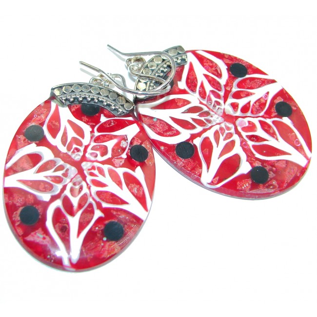 Simple Beauty Red Shell Sterling Silver earrings