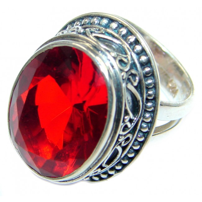 Energazing Red Quartz Sterling Silver Ring size adjustable