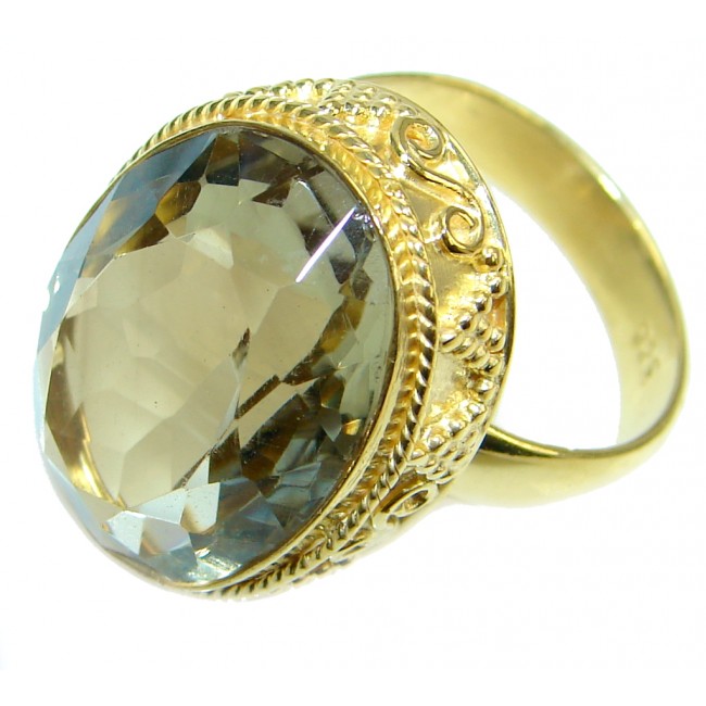 Energazing Yellow Citrine Quartz Gold plated over Sterling Silver Ring size adjustable