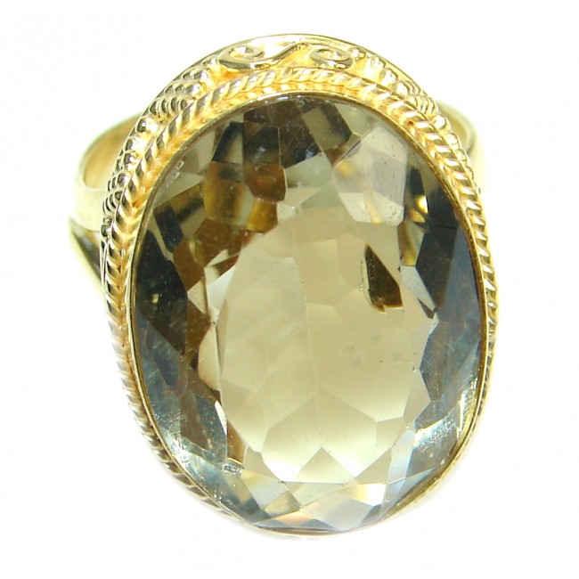 Energazing Yellow Citrine Quartz Gold plated over Sterling Silver Ring size adjustable