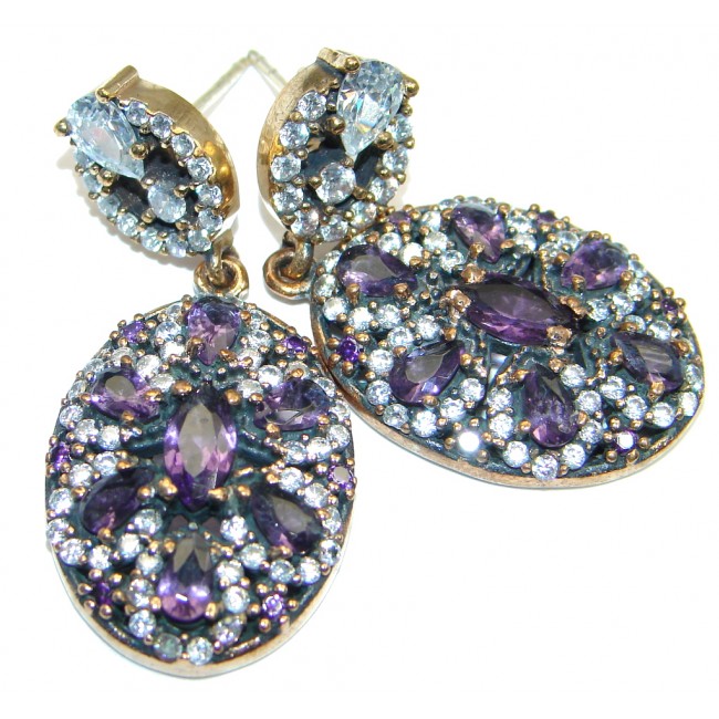 Victorian Style created Amethyst Sterling Silver chandelier earrings