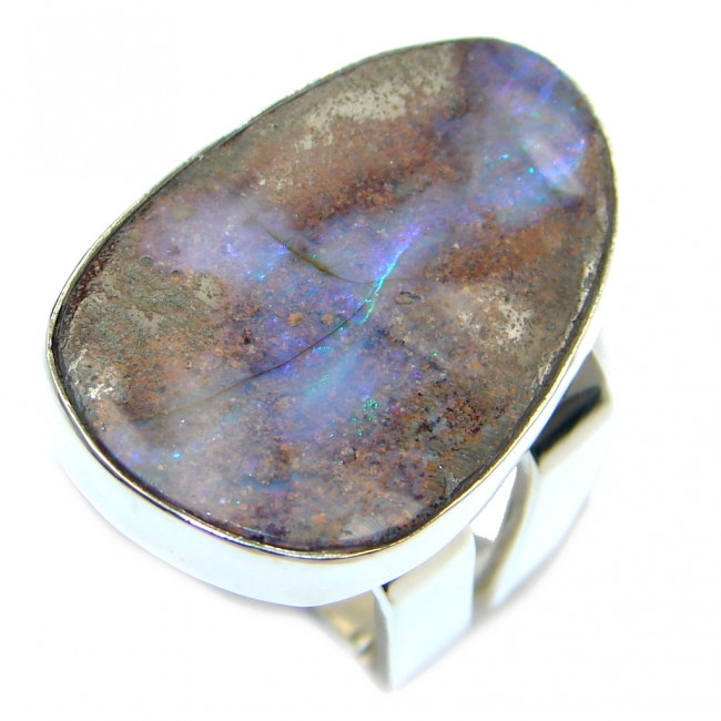 Classic Boulder Opal Sterling Silver handcrafted ring size 8