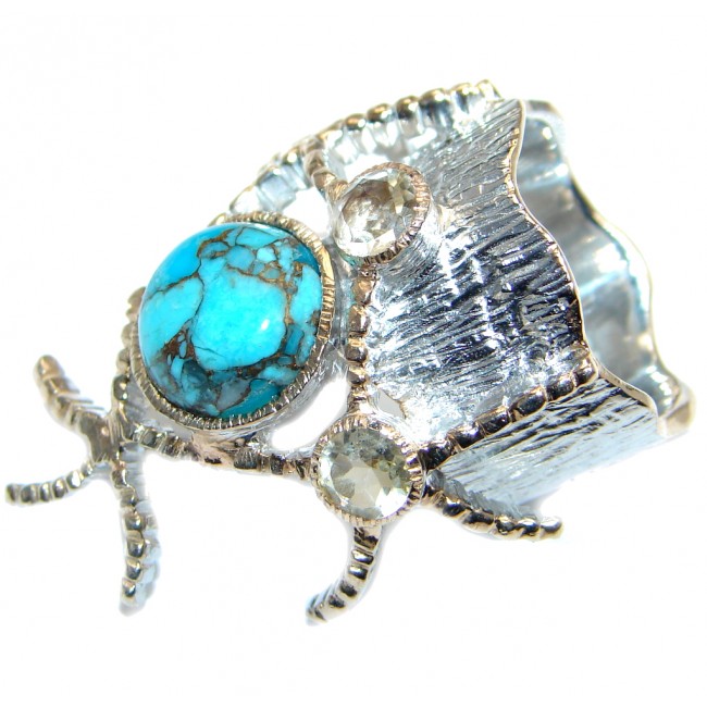 Blue Reef genuine Turquoise Gold plated over Sterling Silver handmade ring size 7