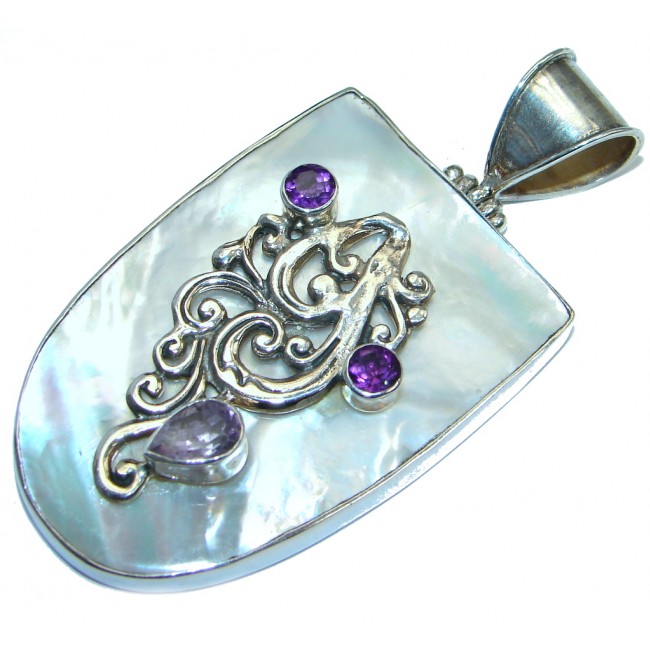 Oriental Design Blister Pearl Sterling Silver handcrafted pendant