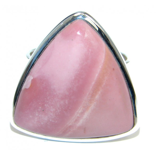 Great quality Pink Opal Gold Rhodium plated over Sterling Silver Ring size 8
