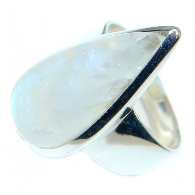 Precious Fire Moonstone Oxidized Sterling Silver handmade ring size adjustable