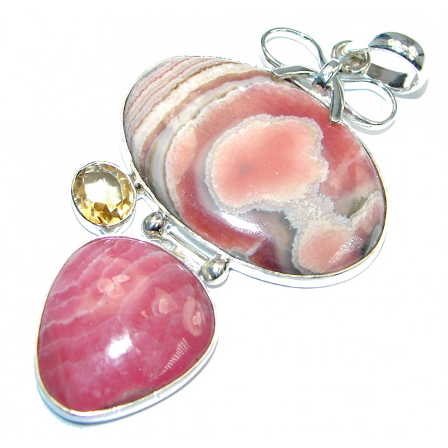 Trully great quality natural Rhodochrosite Sterling Silver handcrafted Pendant