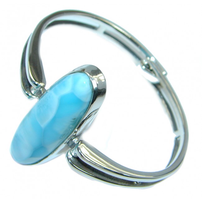 Sublime Genuine Blue Larimar Sterling Silver handmade Bracelet bangle