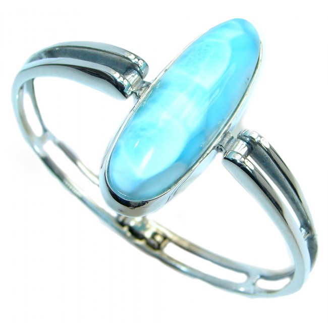 Sublime Genuine Blue Larimar Sterling Silver handmade Bracelet bangle