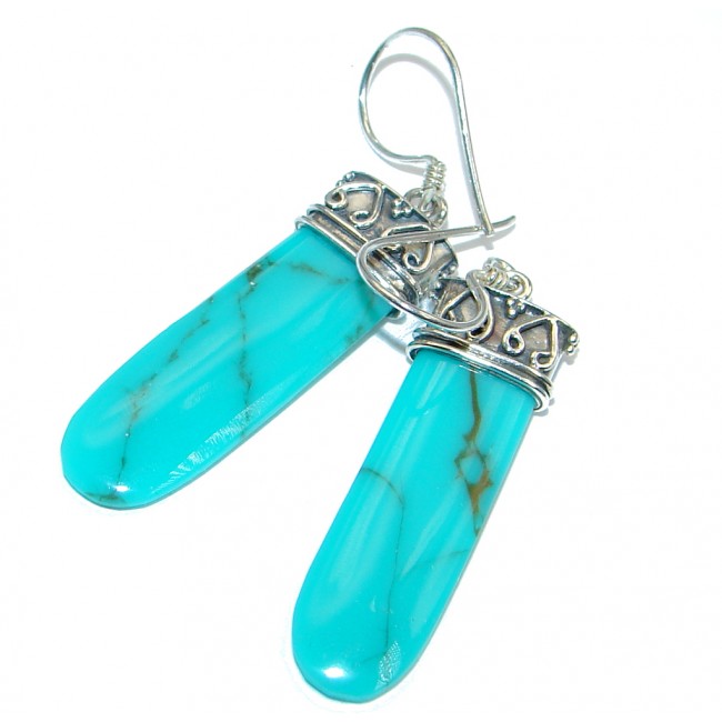 Genuine Turquoise Sterling Silver handcrafted Earrings