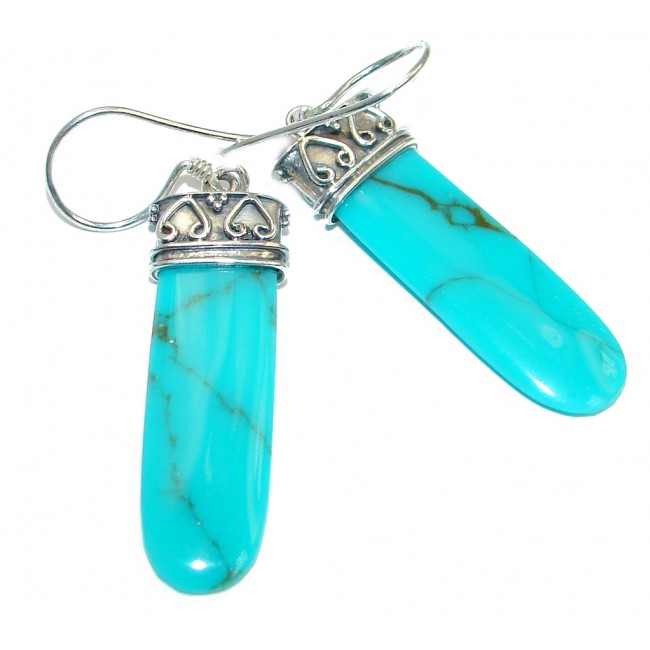 Genuine Turquoise Sterling Silver handcrafted Earrings