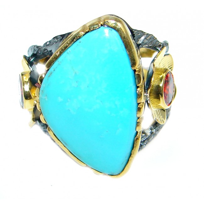 Excellent quality Sleeping Beauty Turquoise Sterling Silver handmade ring size 8