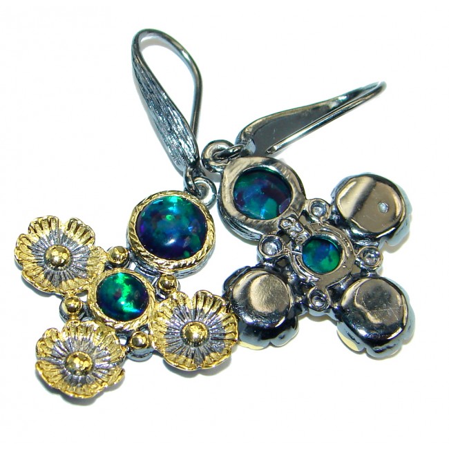 Genuine Japanese Opal Gold Plated Sterling Silver handmade earrings