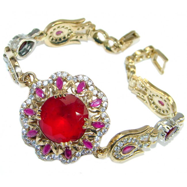 Flawless Passion Red created Ruby Gold Rhodium plated over Sterling Silver Bracelet
