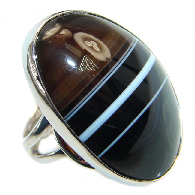 Huge AAA Black Onyx Sterling Silver handmade ring size 7 adjustable