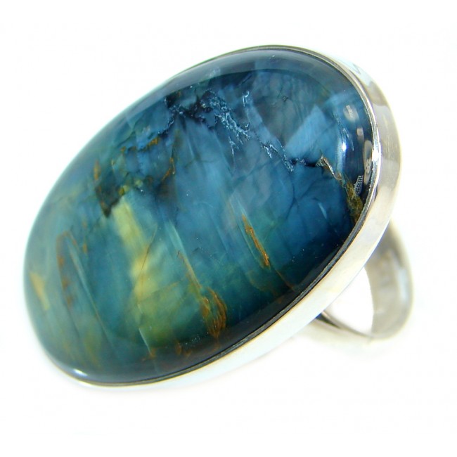Simply Beautiful Silky Pietersite Sterling Silver Ring size 8 adjustable
