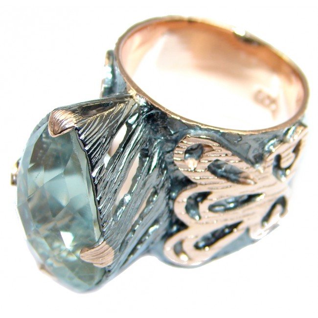 Supernova Green Amethyst Gold plated over Sterling Silver ring; s. 7