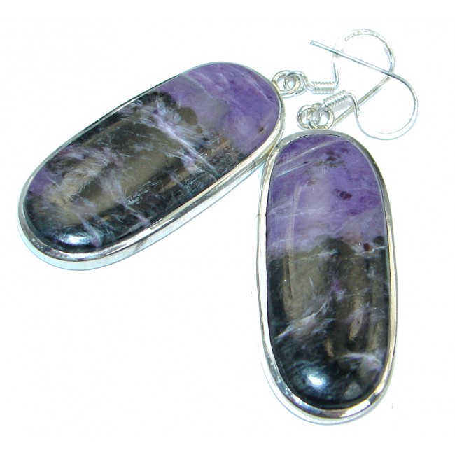 Precious genuine Purple Charoite Sterling Silver handmade earrings