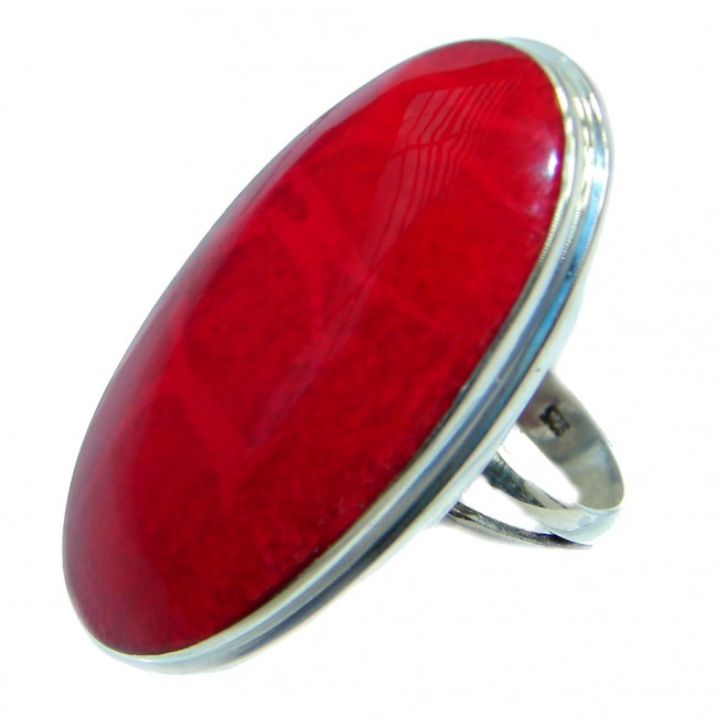 Gorgeous natural Fossilized Coral Sterling Silver ring s. 8