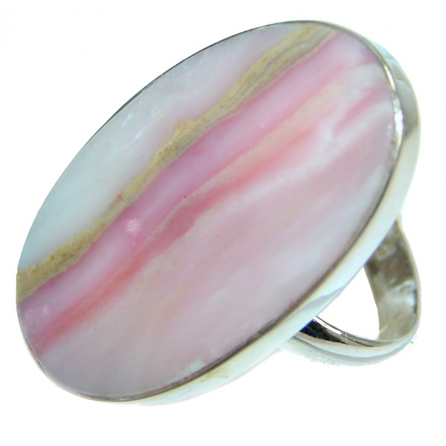 Great quality Pink Opal Gold Rhodium plated over Sterling Silver Ring size 8 adjustable