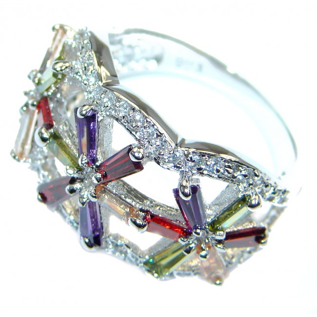 Rainbow Magic Cubic Zirconia Sterling Silver handmade ring