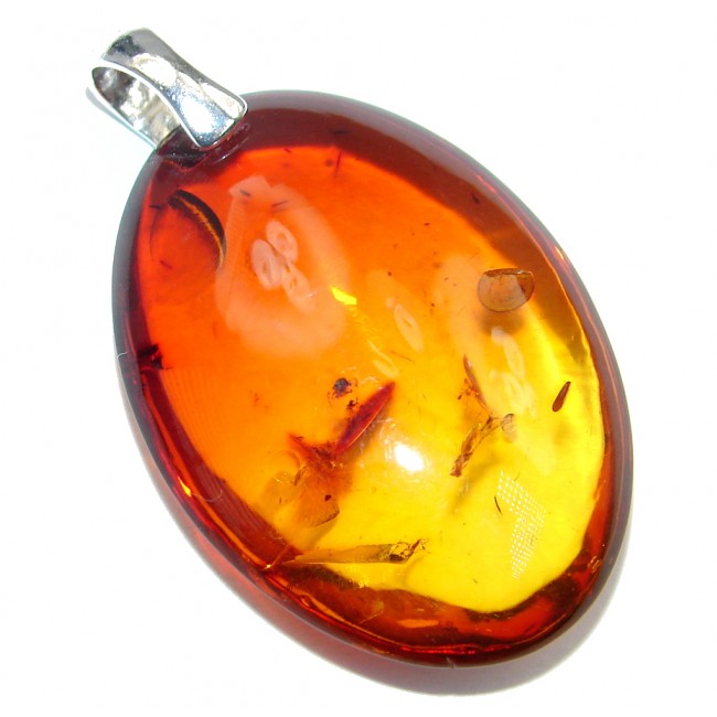 Unisex Natural Baltic Amber Sterling Silver handcrafted Pendant